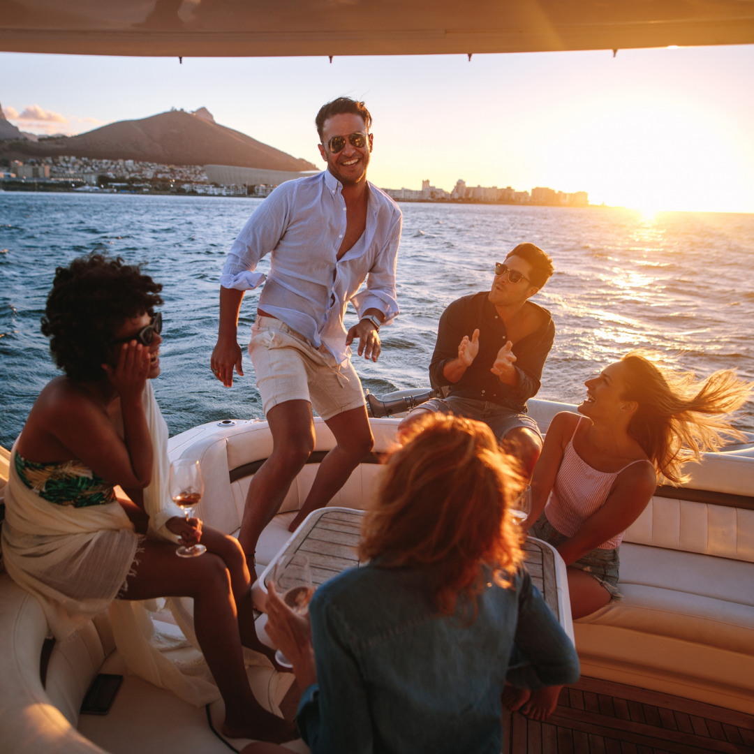 people partying on deck of yacht